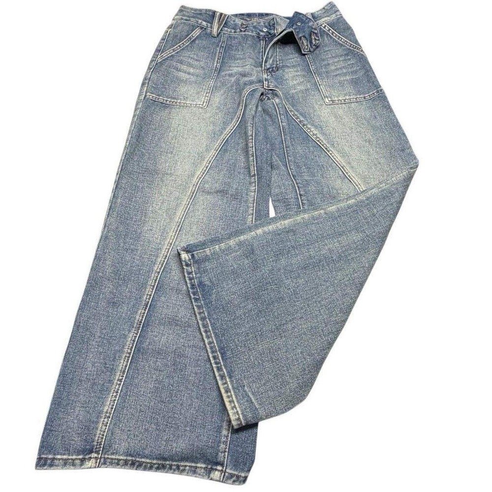 Medium Wash Extra Seam Baggy Loose Fit‎ Wide Leg Jeans